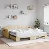 Image de vidaXL Lit de jour avec gigogne et matelas crÃ¨me 100x200 cm tissu