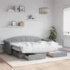 Image de vidaXL Lit de jour avec gigogne et tiroirs gris clair 80x200 cm tissu