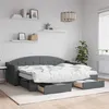 Image de vidaXL Lit de jour avec gigogne et tiroirs gris foncé 80x200 cm tissu