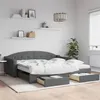 Image de vidaXL Lit de jour avec gigogne et tiroirs gris foncé 100x200 cm tissu