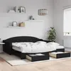 Image de vidaXL Lit de jour avec gigogne et tiroirs noir 100x200 cm tissu