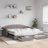 Image de vidaXL Lit de jour avec gigogne et tiroirs taupe 100x200 cm tissu