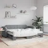 Image de vidaXL Lit de jour avec gigogne et matelas gris clair 80x200 cm tissu