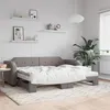 Image de vidaXL Lit de jour avec gigogne et matelas taupe 100x200 cm tissu