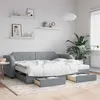 Image de vidaXL Lit de jour avec gigogne et tiroirs gris clair 80x200 cm tissu