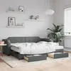Image de vidaXL Lit de jour avec gigogne et tiroirs gris foncÃ© 80x200 cm tissu