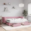 Image de vidaXL Lit de jour avec gigogne et tiroirs rose 80x200 cm velours
