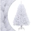 Image de vidaXL Sapin de Noël artificiel à charnières avec support blanc 150 cm