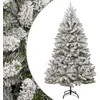 Image de vidaXL vidaXL Sapin de Noël artificiel à charnières avec neige floquée 210 cm