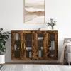 Image de vidaXL Armoires murales 2 pcs chêne fumé bois d'ingénierie
