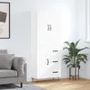 Image de vidaXL Buffet haut Blanc 69,5x34x180 cm Bois d'ingÃ©nierie