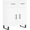 Image de vidaXL Buffet haut Blanc 69,5x34x180 cm Bois d'ingÃ©nierie