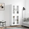 Image de vidaXL Buffet haut Blanc 69,5x34x180 cm Bois d'ingénierie