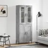 Image de vidaXL Buffet haut Gris béton 69,5x34x180 cm Bois d'ingénierie