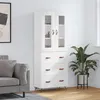 Image de vidaXL Buffet haut Blanc 69,5x34x180 cm Bois d'ingénierie