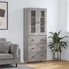 Image de vidaXL Buffet haut Sonoma gris 69,5x34x180 cm Bois d'ingénierie