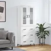 Image de vidaXL Buffet haut Blanc 69,5x34x180 cm Bois d'ingénierie3198401