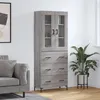 Image de vidaXL Buffet haut Sonoma gris 69,5x34x180 cm Bois d'ingénierie