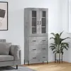 Image de vidaXL Buffet haut Gris béton 69,5x34x180 cm Bois d'ingénierie