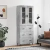 Image de vidaXL Buffet haut Gris béton 69,5x34x180 cm Bois d'ingénierie
