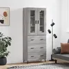 Image de vidaXL Buffet haut Sonoma gris 69,5x34x180 cm Bois d'ingénierie