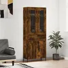 Image de vidaXL Buffet haut Chêne fumé 69,5x34x180 cm Bois d'ingénierie
