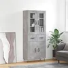Image de vidaXL Buffet haut Gris béton 69,5x34x180 cm Bois d'ingénierie