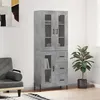 Image de vidaXL Buffet haut Gris béton 69,5x34x180 cm Bois d'ingénierie