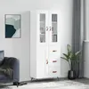 Image de vidaXL Buffet haut Blanc 69,5x34x180 cm Bois d'ingénierie3198633