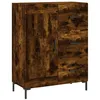 Image de Vidaxl Buffet Haut ChÃªne FumÃ© 69,5x34x180 Cm Bois D'ingÃ©nierie