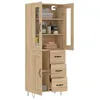Image de vidaXL Buffet haut Chêne sonoma 69,5x34x180 cm Bois d'ingénierie