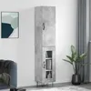 Image de vidaXL Buffet haut Gris béton 34,5x34x180 cm Bois d'ingénierie