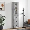 Image de vidaXL Buffet haut Gris béton 34,5x34x180 cm Bois d'ingénierie3199245
