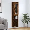Image de vidaXL Buffet haut Chêne fumé 34,5x34x180 cm Bois d'ingénierie