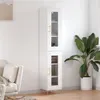 Image de vidaXL Buffet haut Blanc 34,5x34x180 cm Bois d'ingénierie