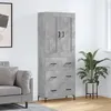 Image de vidaXL Buffet haut Gris béton 69,5x34x180 cm Bois d'ingénierie