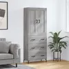 Image de vidaXL Buffet haut Sonoma gris 69,5x34x180 cm Bois d'ingénierie