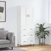 Image de vidaXL Buffet haut Blanc 69,5x34x180 cm Bois d'ingénierie