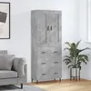 Image de vidaXL Buffet haut Gris béton 69,5x34x180 cm Bois d'ingénierie