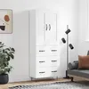 Image de vidaXL Buffet haut Blanc 69,5x34x180 cm Bois d'ingénierie