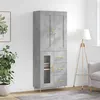 Image de vidaXL Buffet haut Gris béton 69,5x34x180 cm Bois d'ingénierie