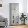 Image de vidaXL Buffet haut Gris béton 69,5x34x180 cm Bois d'ingénierie