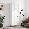 Image de vidaXL Buffet haut Blanc 69,5x34x180 cm Bois d'ingénierie