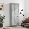 Image de vidaXL Buffet haut Gris béton 69,5x34x180 cm Bois d'ingénierie