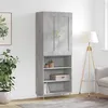 Image de vidaXL Buffet haut Gris béton 69,5x34x180 cm Bois d'ingénierie