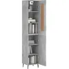 Image de vidaXL Vidaxl Buffet Haut Gris Béton 34,5x34x180 Cm Bois D'ingénierie