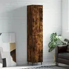 Image de vidaXL Buffet haut Chêne fumé 34,5x34x180 cm Bois d'ingénierie