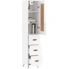 Image de vidaXL Vidaxl Buffet Haut Blanc Brillant 34,5x34x180 Cm Bois D'ingénierie