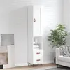 Image de vidaXL Buffet haut Blanc brillant 34,5x34x180 cm Bois d'ingénierie3200235