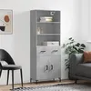 Image de vidaXL Buffet haut Gris béton 69,5x34x180 cm Bois d'ingénierie